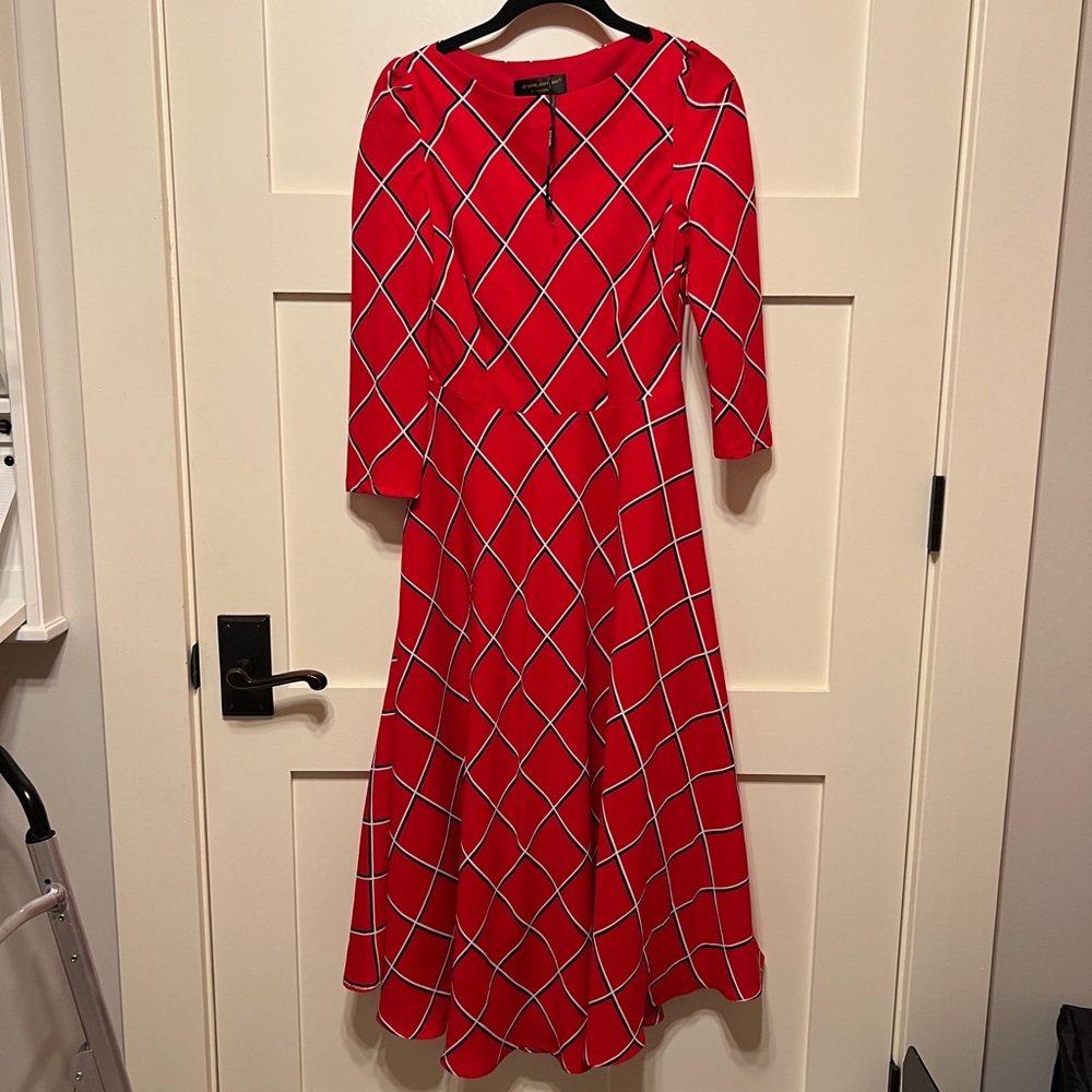 Red & Black Midi Dress